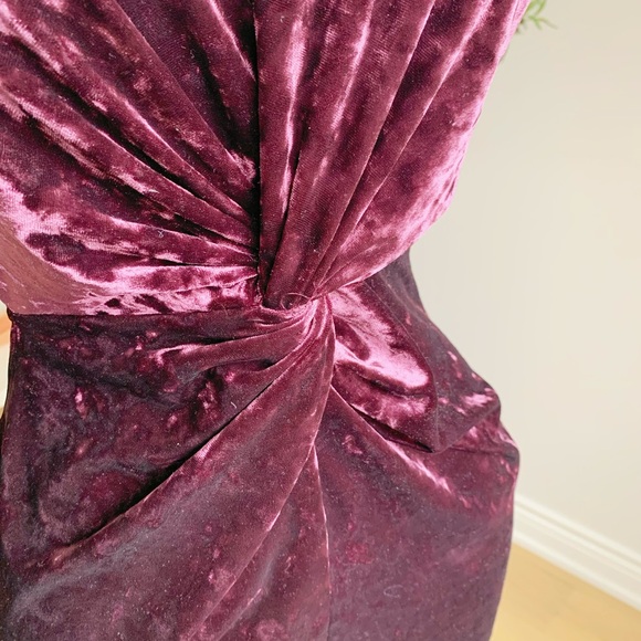 ZARA Burgundy Velvet Halter Mini Dress XS NWT - Picture 3 of 6
